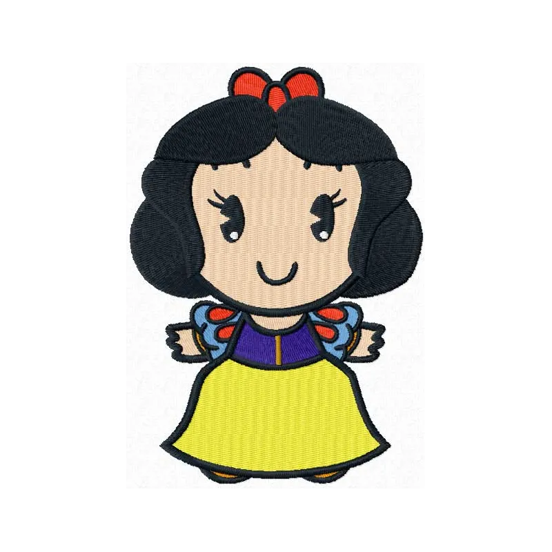 Snow White embroidery design featuring Disney Cuties style, perfect for creating delightful stitched motifs.