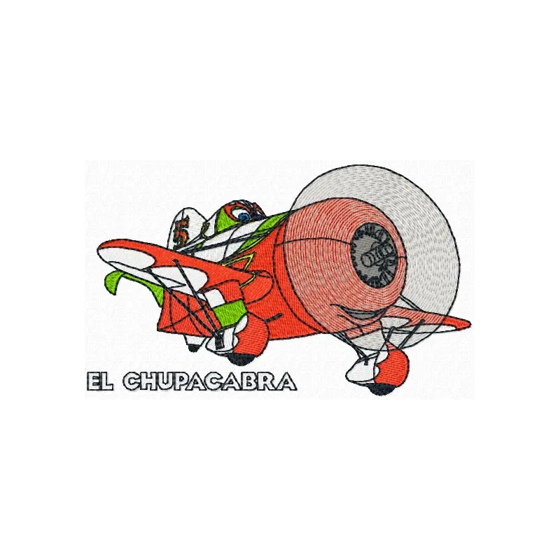 El Chupacabra embroidery design showcased on a vibrant fabric, featuring intricate details and unique stitching patterns.