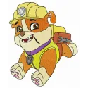 Rubble Runs embroidery design featuring Paw Patrol character, perfect for stitching on kids' clothing and accessories.