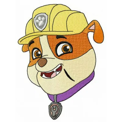Puppy Rubble embroidery design from Paw Patrol, showcasing a colorful stitched motif ready for your projects.