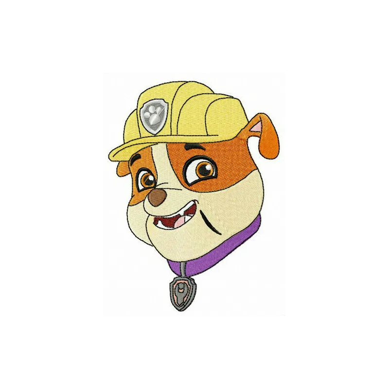 Puppy Rubble embroidery design from Paw Patrol, showcasing a colorful stitched motif ready for your projects.