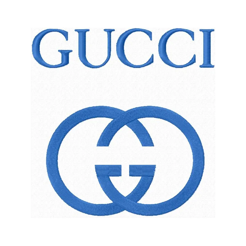Preview of Gucci logo embroidery design, showcasing intricate stitching patterns for stylish apparel and accessories.