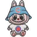 Preview of Labubu Chicago Cubs embroidery design featuring vibrant colors and detailed stitching pattern.