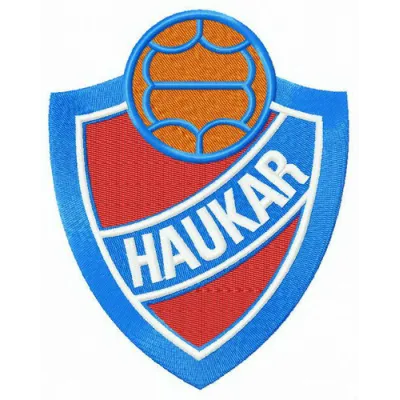 Haukar logo embroidery design showcased on a basketball, featuring intricate stitching patterns.