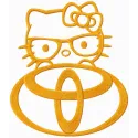 Hello Kitty Toyota logo embroidery design preview showcasing a whimsical and playful stitching pattern.