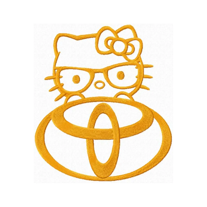 Hello Kitty Toyota logo embroidery design preview showcasing a whimsical and playful stitching pattern.
