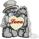 Teddy Bear wedding embroidery design showcasing a cute tatty teddy motif for charming stitching projects.