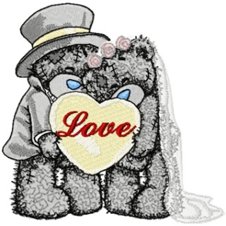 Teddy Bear wedding embroidery design - Embroidery Design