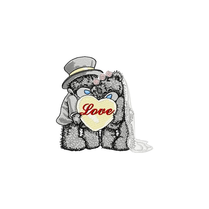 Teddy Bear wedding embroidery design - Embroidery Design