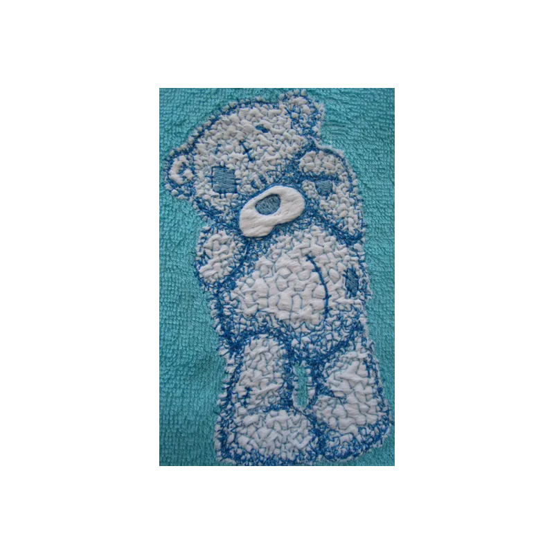 Teddy bear applique embroidery design featuring a cute and cuddly bear motif for creative stitching projects.