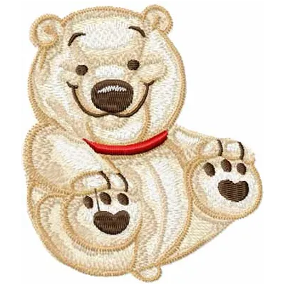 White Teddy Bear embroidery design showcasing a cute stitched motif for crafting on various fabrics.