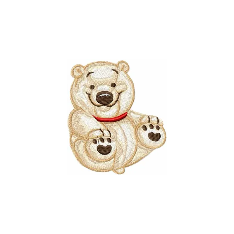 White Teddy Bear embroidery design showcasing a cute stitched motif for crafting on various fabrics.