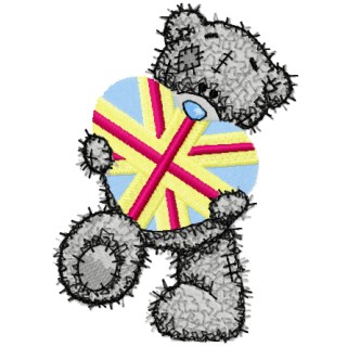 Teddy bear with gift embroidery design - Embroidery Design
