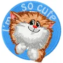 Cute cat embroidery design featuring playful text, ideal for stitching on t-shirts, tote bags, or baby onesies.