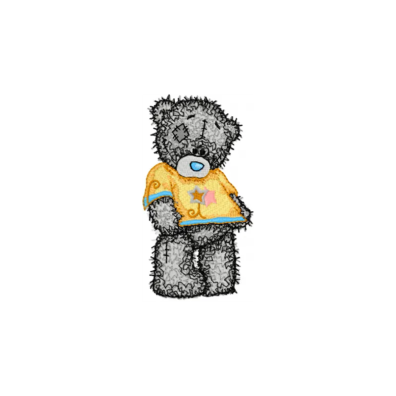 Teddy Bear embroidery design for shirts, featuring a cute Tatty Teddy motif ready for stitching.