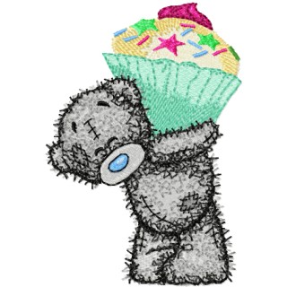Teddy Bear Big cupcake embroidery design - Embroidery Design