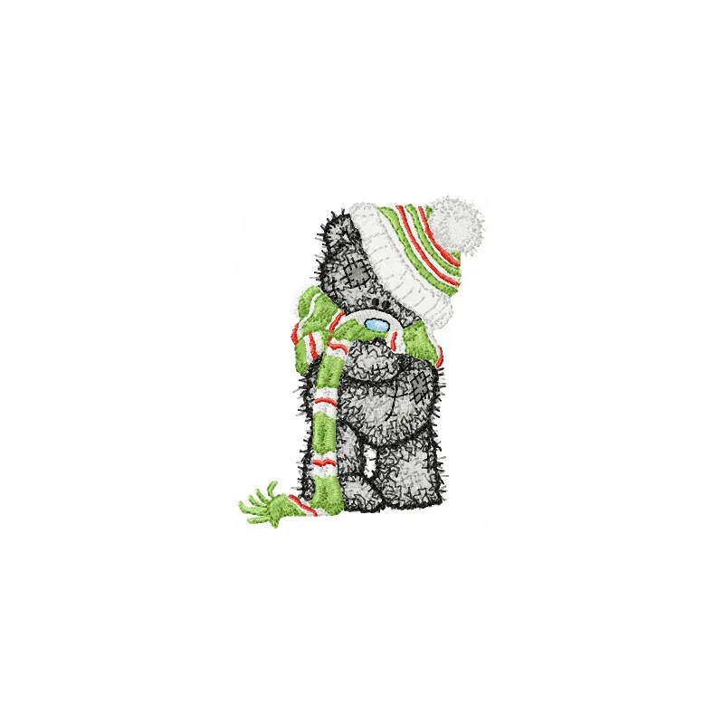 Teddy Bear very cold embroidery design showcasing a cute bear bundled up in winter attire, perfect for various projects.