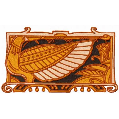 Preview of the Bird Guard embroidery design featuring Egyptian motifs, ideal for stitching on various fabrics.