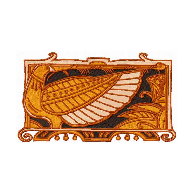 Preview of the Bird Guard embroidery design featuring Egyptian motifs, ideal for stitching on various fabrics.