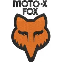 Embroidery design preview of the Moto-X Fox logo, showcasing vibrant colors and detailed stitching.