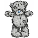 Teddy Bear Hello Friend embroidery design showcasing a cute stitched motif for various fabric projects.
