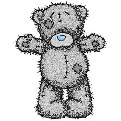 Teddy Bear Hello Friend embroidery design showcasing a cute stitched motif for various fabric projects.