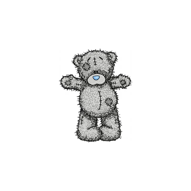 Teddy Bear Hello Friend embroidery design showcasing a cute stitched motif for various fabric projects.
