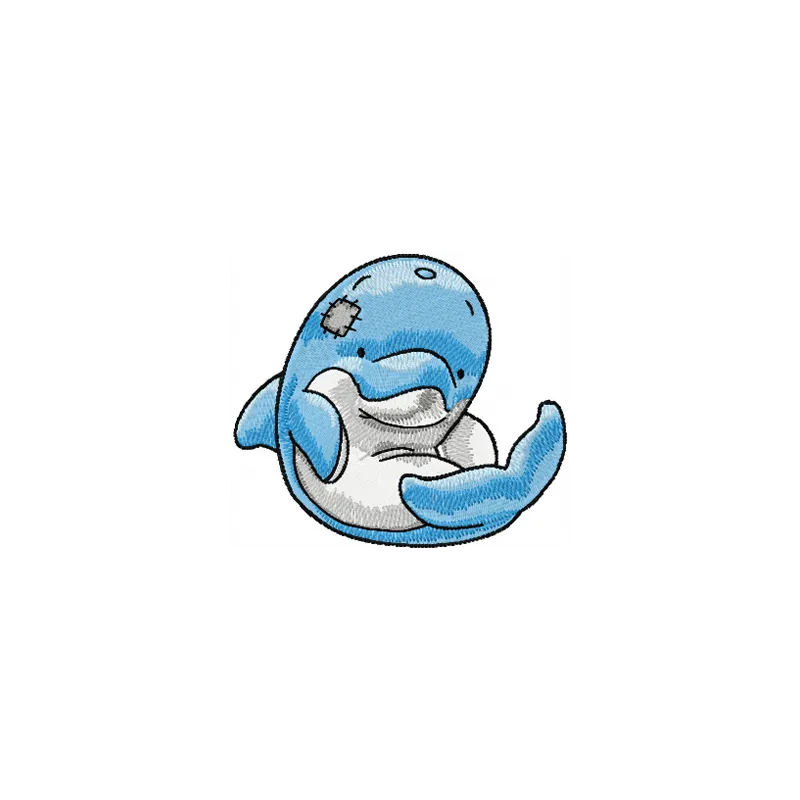 Preview of the Scuba the Dolphin embroidery design, showcasing a playful dolphin motif for stitching on various items.