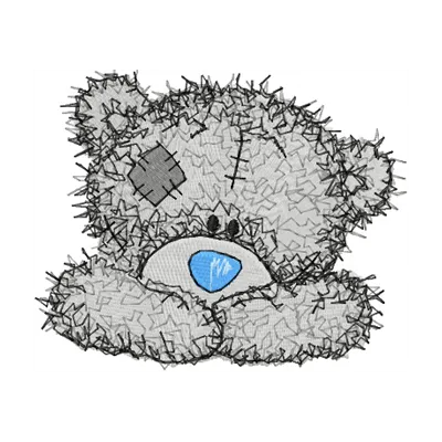 Teddy Bear happy face embroidery design showcasing a cheerful stitched motif for various fabric projects.