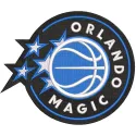Embroidery design preview of the Orlando Magic primary logo 2025, showcasing detailed stitching and vibrant colors.