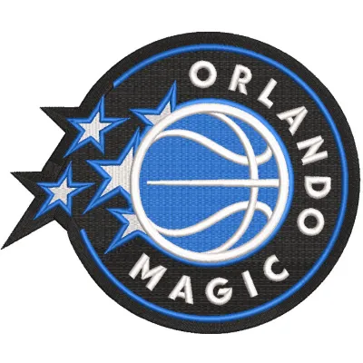 Embroidery design preview of the Orlando Magic primary logo 2025, showcasing detailed stitching and vibrant colors.