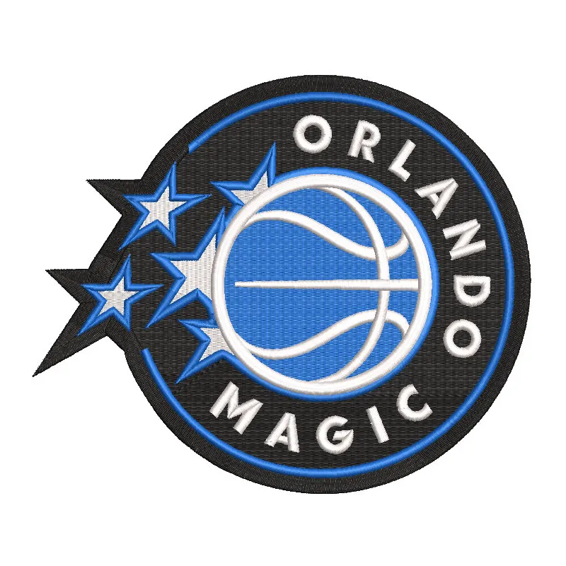 Embroidery design preview of the Orlando Magic primary logo 2025, showcasing detailed stitching and vibrant colors.