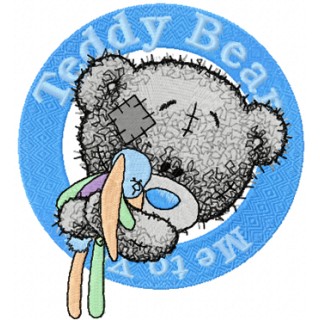Teddy Bear with toy badge embroidery design - Embroidery Design