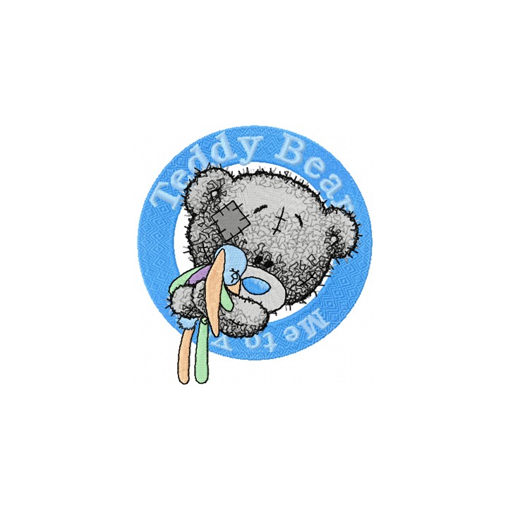 Teddy Bear with toy badge embroidery design - Embroidery Design