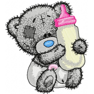 Teddy Bear with a bottle of milk embroidery design - Embroidery Design