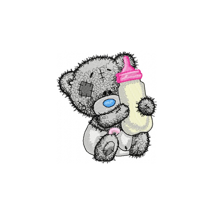 Teddy Bear with a bottle of milk embroidery design - Embroidery Design