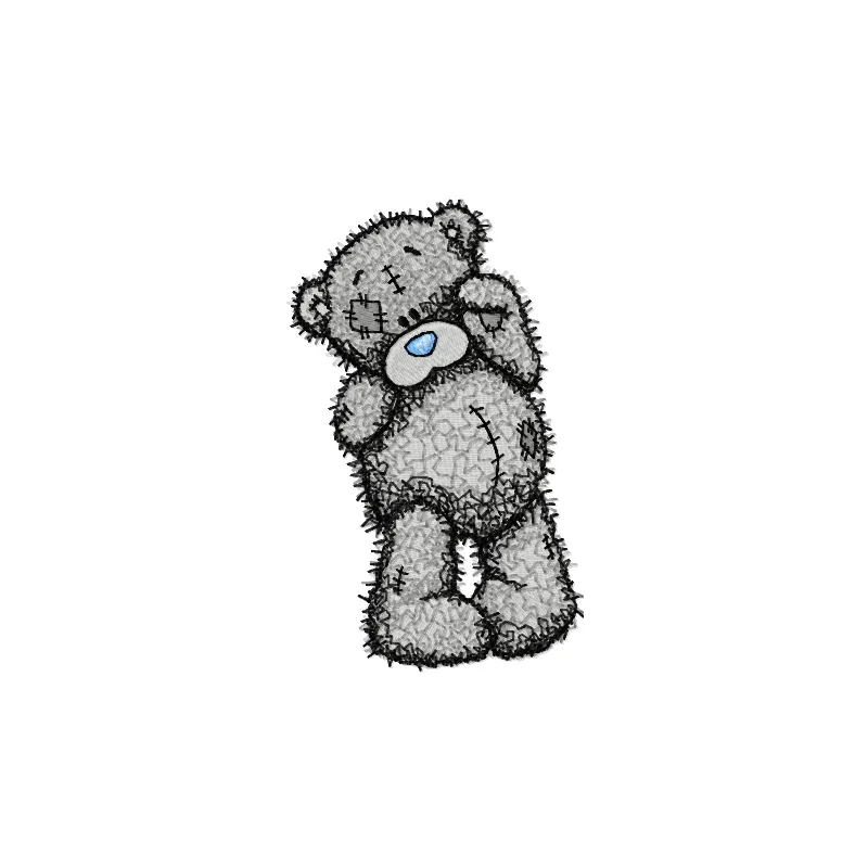 Teddy Bear bye bye embroidery design showcasing a cute stitched motif of a teddy bear for creative projects.