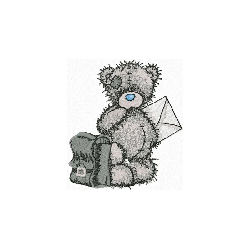 Teddy Bear postman embroidery design featuring a cute bear delivering letters, ideal for crafting projects.