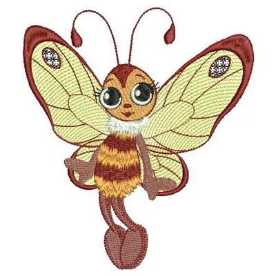 Preview of the Lady Butterfly embroidery design, showcasing intricate stitching patterns perfect for various projects.