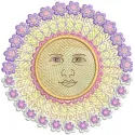 Sun embroidery design showcasing a vibrant sun motif, perfect for embellishing t-shirts, bags, and more.