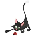 Preview of a whimsical cat and ladybug embroidery design, showcasing a playful stitching pattern for your projects.