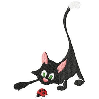 Cat and ladybug embroidery design - Embroidery Design