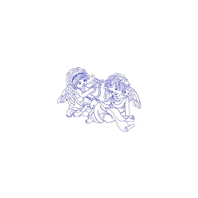 Preview of an Angels embroidery design featuring intricate stitched motifs for various projects.
