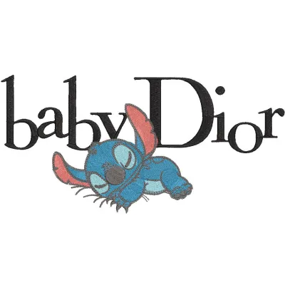 Preview of Stitch Baby Dior embroidery design featuring stylish baby fashion elements.