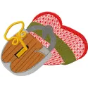 Heart under lock and key embroidery design showcasing a unique stitched motif for creative projects.