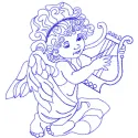 Little Angel embroidery design preview showcasing a delicate angel motif for stitching on various fabric items.