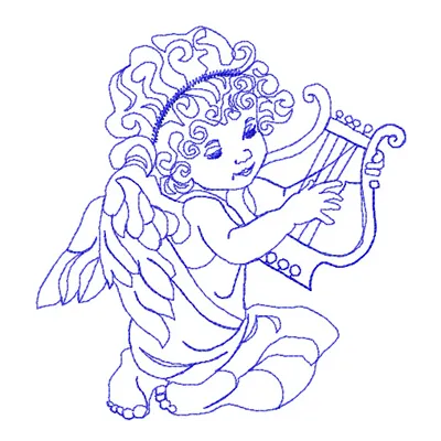 Little Angel embroidery design preview showcasing a delicate angel motif for stitching on various fabric items.
