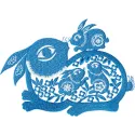 Cute family of rabbits embroidery design showcasing adorable bunnies ideal for stitching on baby onesies or pillows.