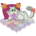 Glamour kitty embroidery design featuring a stylish cat, perfect for embellishing t-shirts and tote bags.