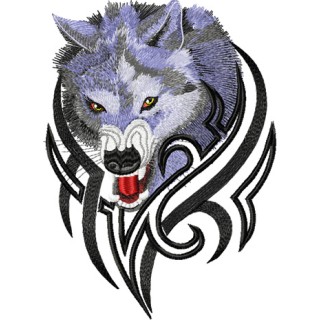 Tribal Wolf embroidery design - Embroidery Design